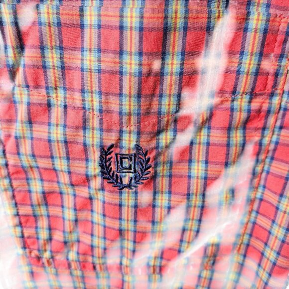 Chaps Mens Red Plaid Easy Care Button-Up Shirt XL - Picture 2 of 6